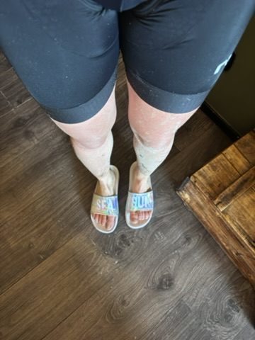 Anca completely mud-covered after five hours of cycling in the Veneto